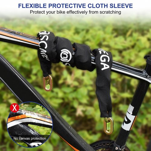 SCMEGA Heavy Duty Security Chain 4ft x 5/16"(8mm) Hardened Alloy Steel Gate Chain,Uncuttable Bike Chain,Thick Square Chain for Anti Theft,Motorcycles,Bicycles,Industrial Property,Valuable Possessions