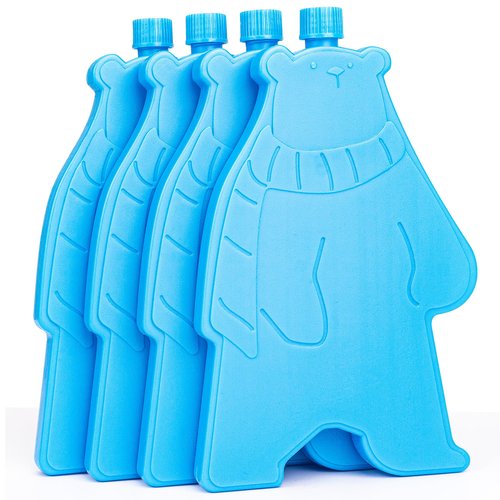 Ice Pack for Lunch Box and Cooler, BPA Free, Reusable and Long Lasting, Slim and Lightweight Design, Set of 4, （Blue） (Polar Bear Style)