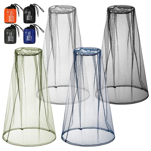 HESTYA 4 Pack Mosquito Head Net Face Mesh Protecting Net for Outdoor Hiking Camping Climbing Mosquito Fly Insects Preventing(Stylish Colors)