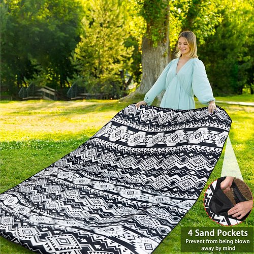 hswosnas Picnic Blankets Beach Blanket 80" X 60" Extra Large Waterproof Camping Blankets Portable Outdoor Mat 3-Layer Blanket for Beach, Hiking, Park, Music Festival, Grass Lawn,Travel