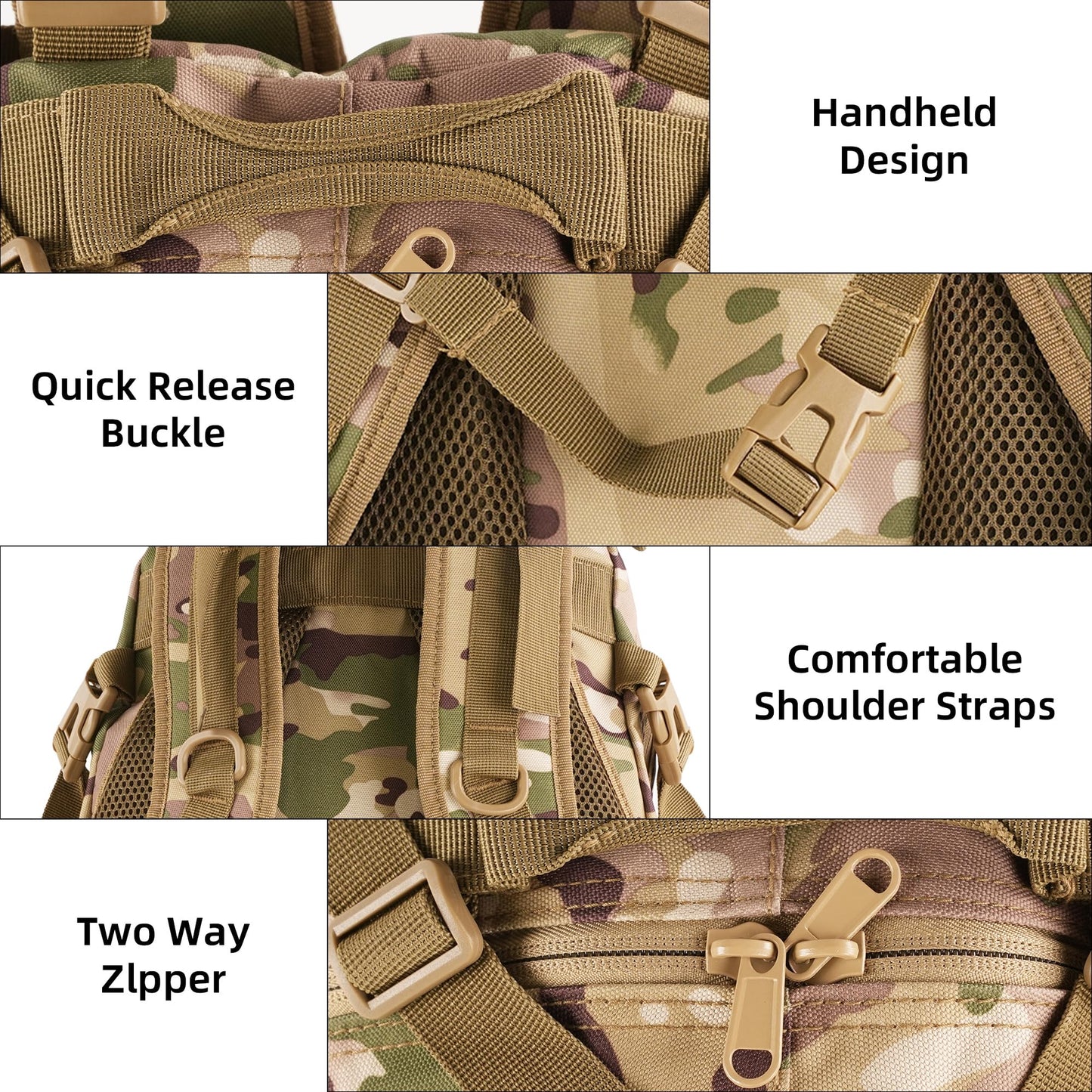 aiGear Tactical Backpack for Men, 25L Military Backpack, 3-Day Bug Out Bag for Camping Hiking Hunting with Molle System Army Daypack (25L Camo)