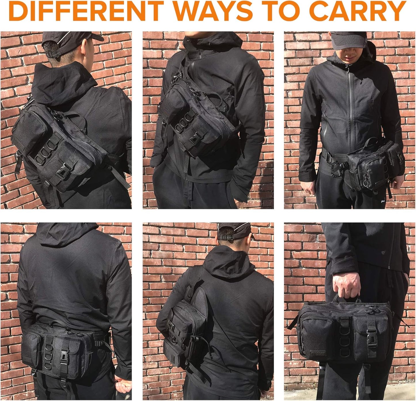 Fitdom Tactical Inspired Large Fanny Pack For Men. Perfect Techwear Accessories EDC Bag For Men. Multi-Functional Waist Pack