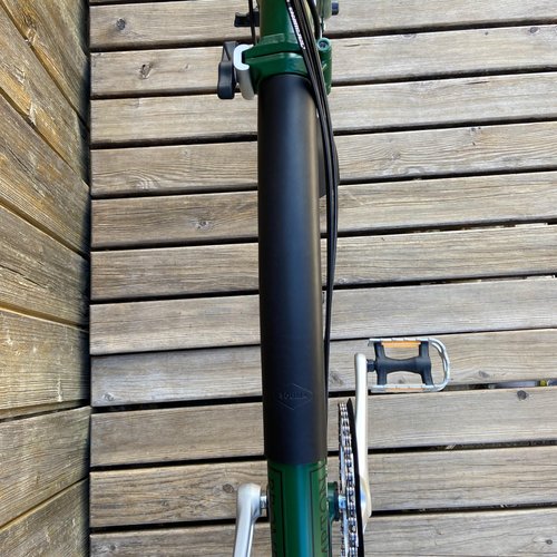Leather Frame Protector For Brompton Bicycle Long Velcro Version - Brompton Long Frame cover (Black)