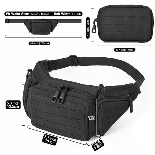 MOZETO Mens Fanny Pack, Heavy Duty Fanny Pack Holster for Full Size Pistol, Tactical Concealed Carry Gun Bag