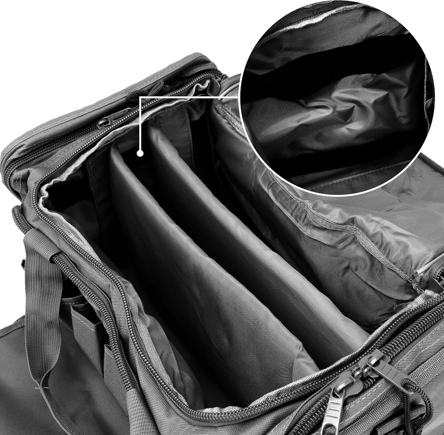Tactical Range Bag with Removable Pistol Pouches - Duffle for Ammo, Shooting & Hunting