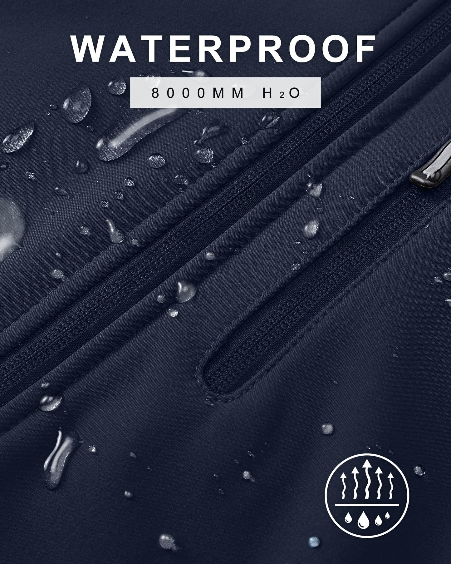 33,000ft Men's Softshell Jacket with Hood Fleece Lined Windbreaker Lightweight Waterproof Jackets for Hiking