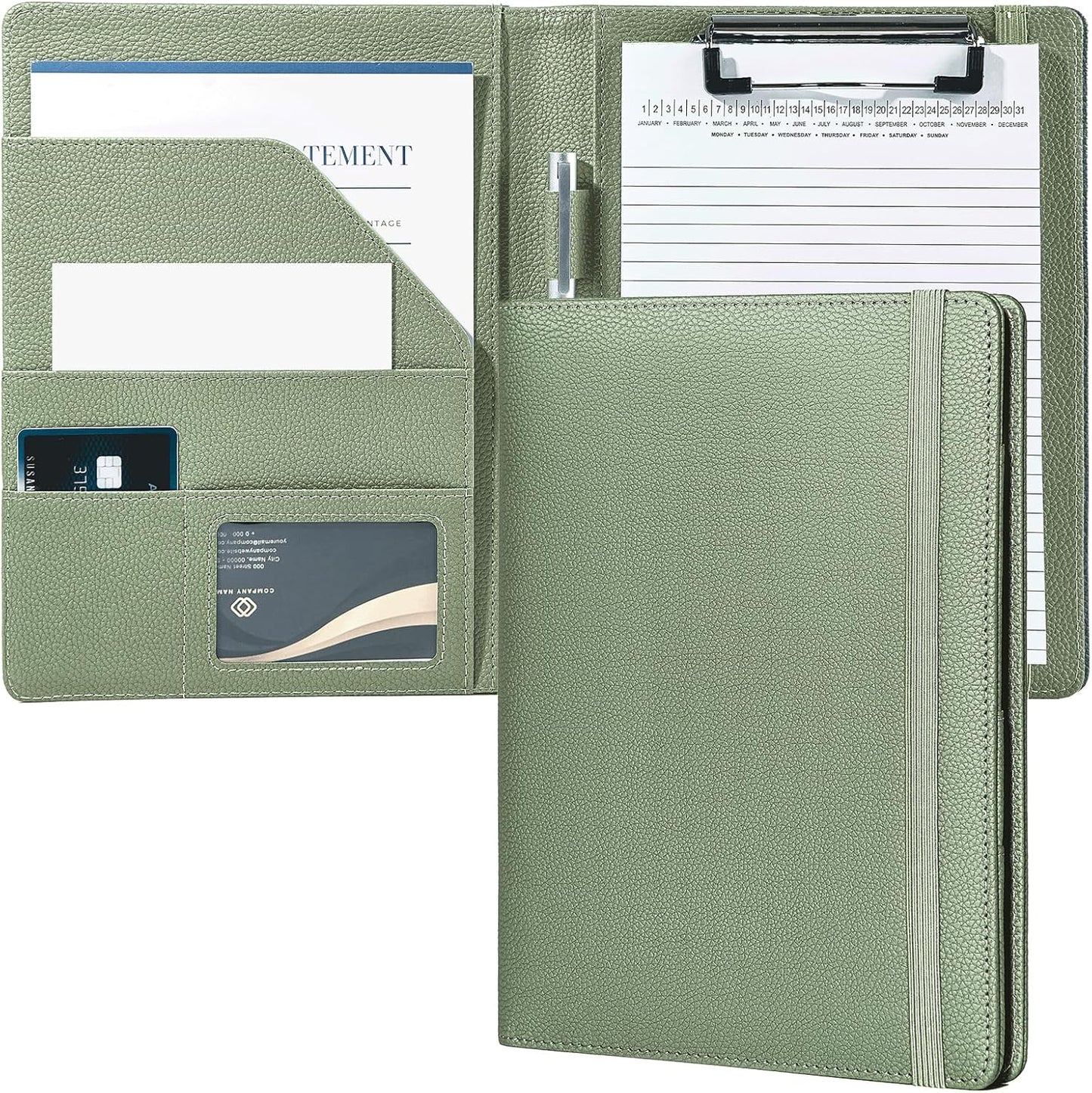 Small Clipboard Junior Padfolio Folio 7 x 9 Writing Pad Refillable, Mymazn Faux Leather Folder A5 for Notepad Legal pad 5 x 8 Junior Size Portfolio (Black)