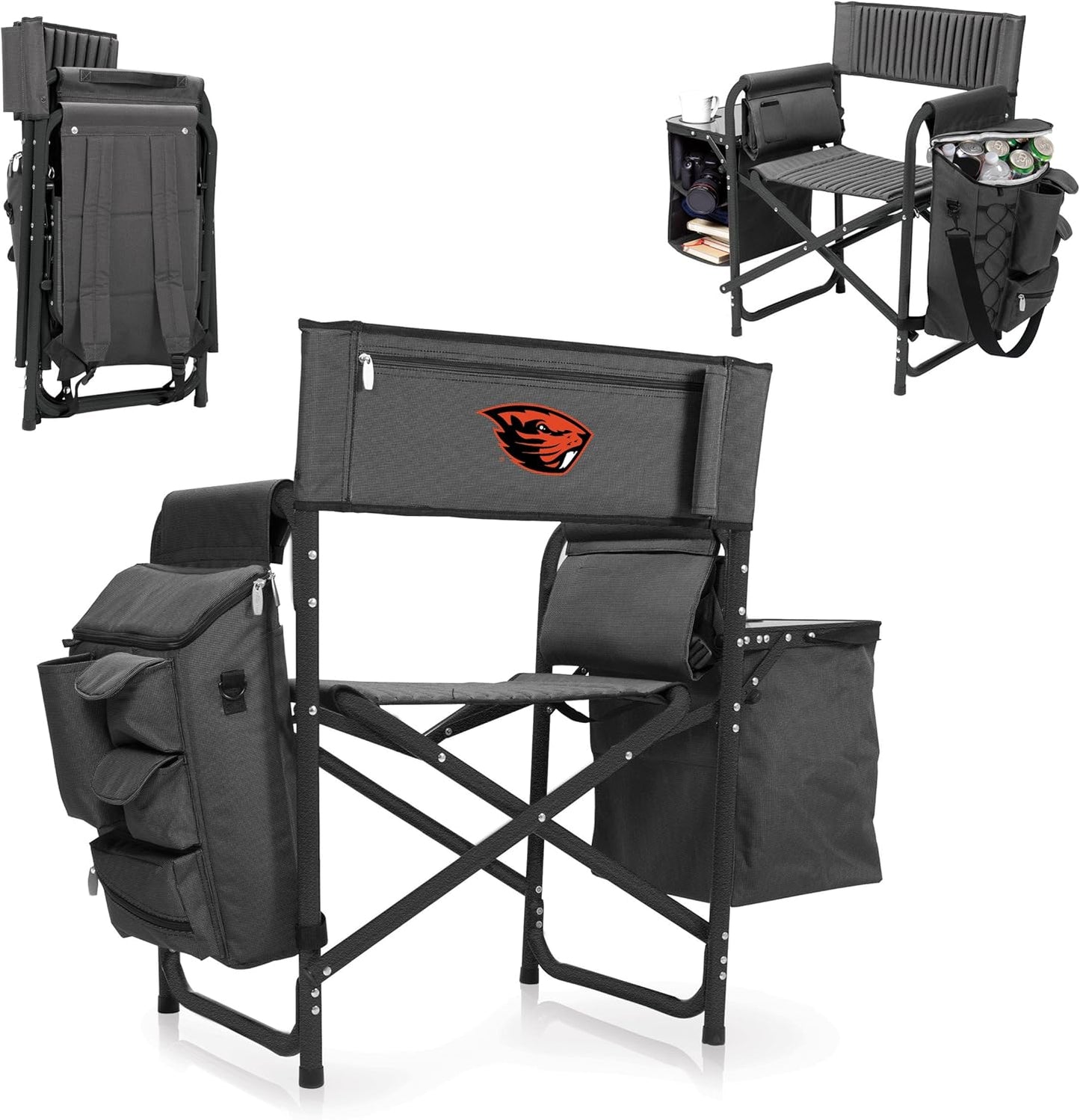 PICNIC TIME NCAA Oregon State Beavers Fusion Camping Chair with Side Table and Soft Cooler - Beach Chair for Adults - Lawn Chair