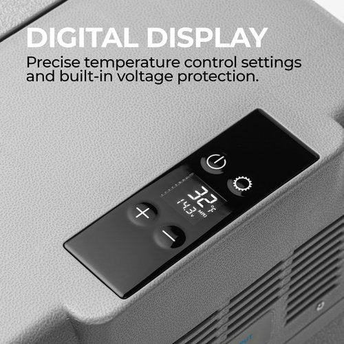 Halo Power Electric Cooler, Portable Fridge & Freezer with Iceless Design, 12/24V DC and 100-240V AC for Camping & Vehicles, 23 QT Storage Capacity