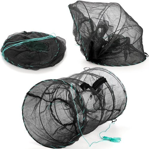 ZENFUN 2 Pcs Fishing Bait Trap, Crab Traps Minnow Traps, Crawfish Trap, Collapsible Net, Foldable Fishing Net Portable Folded Fishing Accessories