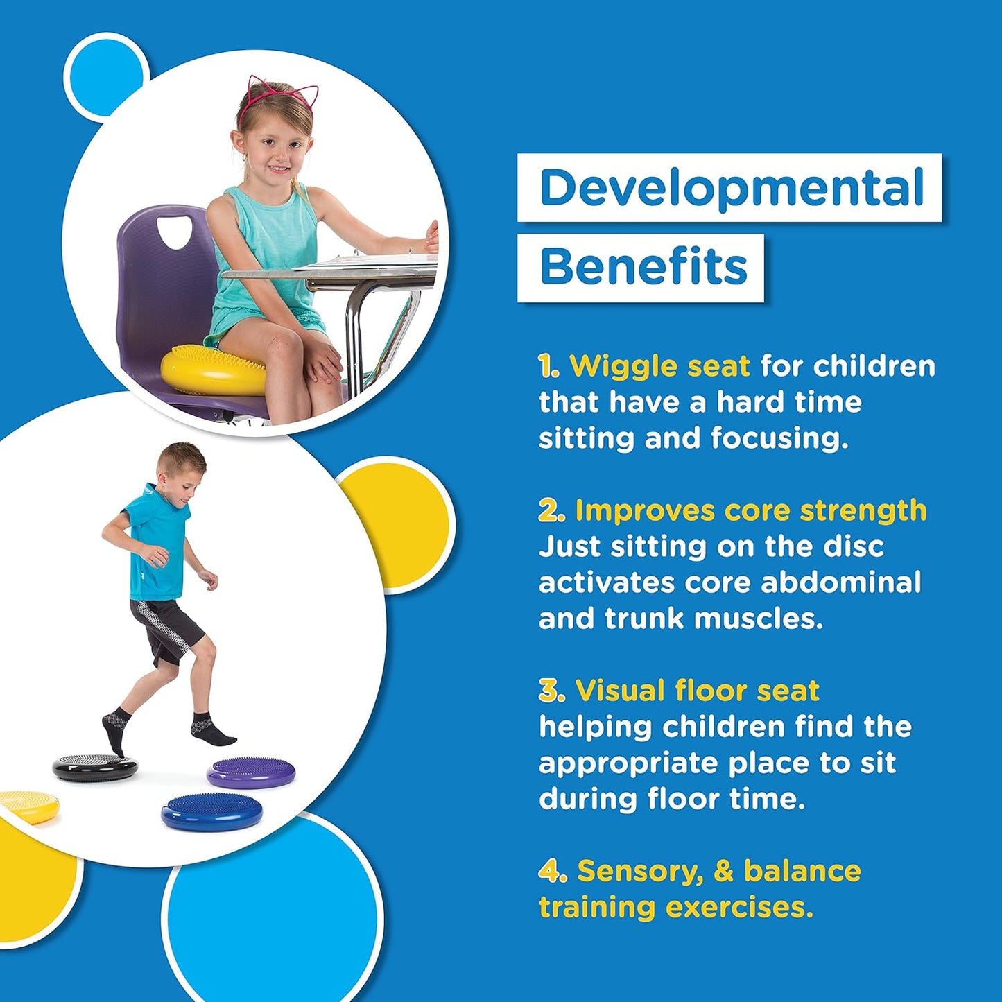 Wobble Cushion Balance Disc for Therapy & Exercise - Sensory Wiggle Seat & Stability Pad