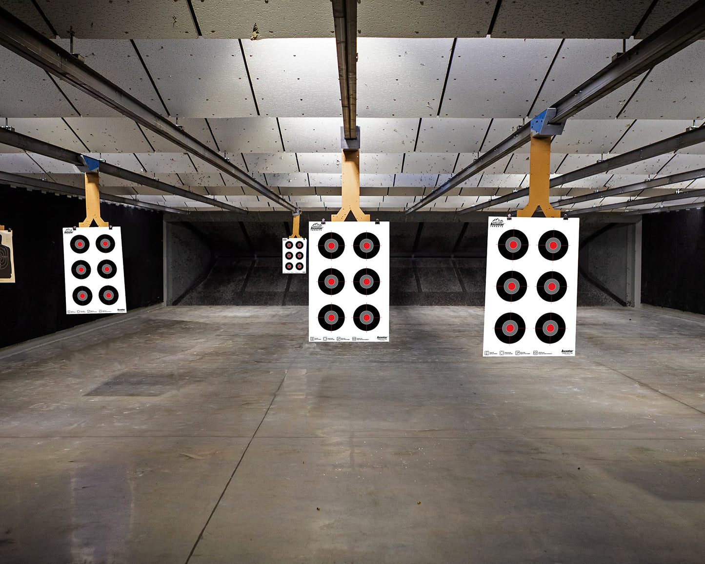 Ascentor Advanced Accuracy Shooting Target for Rifles and Pistols - 6 Target Zones - Size 12 x 18 - Pack of 20 - Black