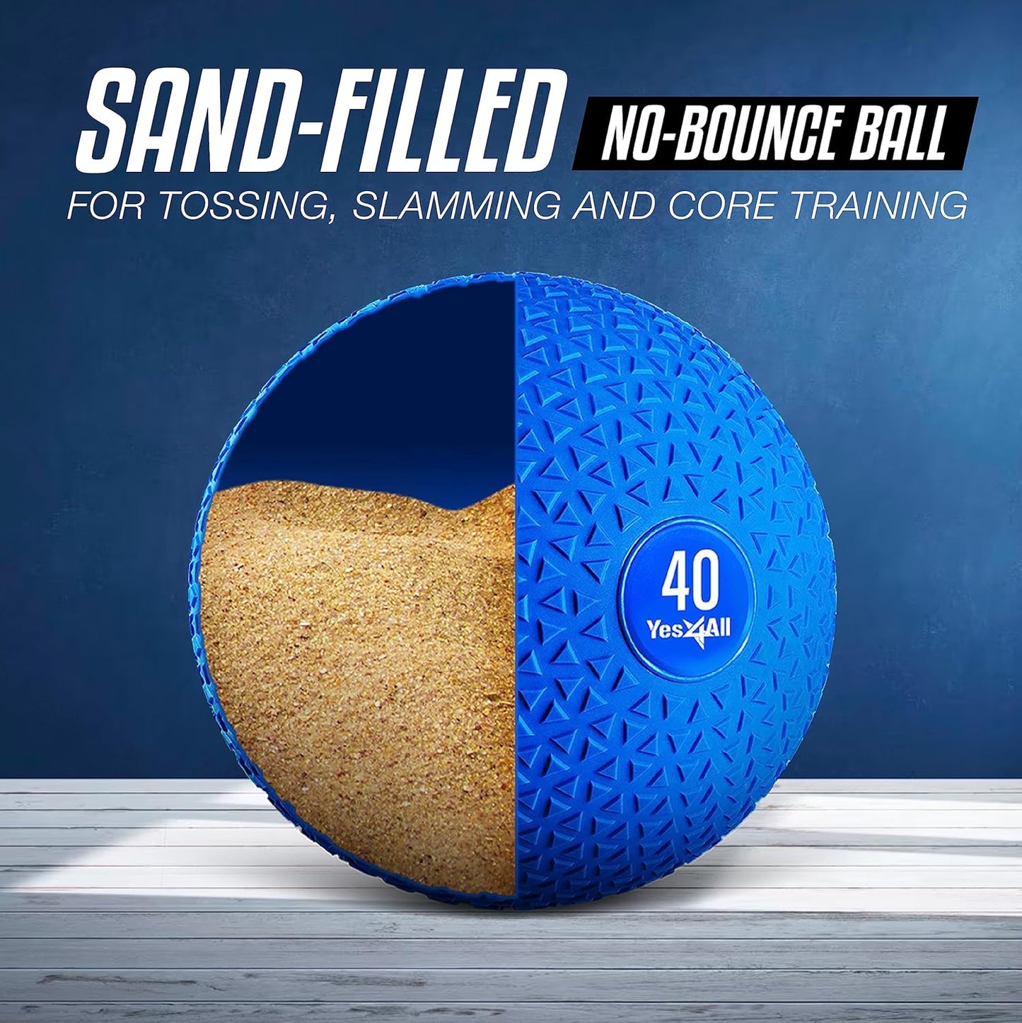 Yes4All Slam Balls, 10-40lb Weighted Ball Weight, Durable PVC Sand Filled Workout Dynamic Slam Ball for Core Strengthen