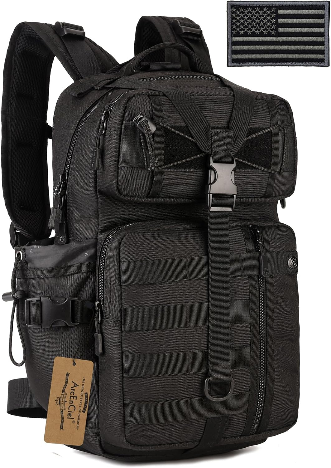 ArcEnCiel Hydration Pack Motorcycle Backpack Tactical Bag with Patch without Waterbladder