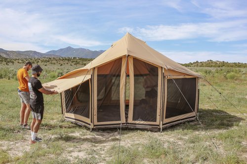 WHITEDUCK Altimus Canvas Tent with Stove Jack, Waterproof, 4 Season Luxury Camping and Glamping Tent Outdoor (Sandstone Beige, Fire Water Repellent, 14')