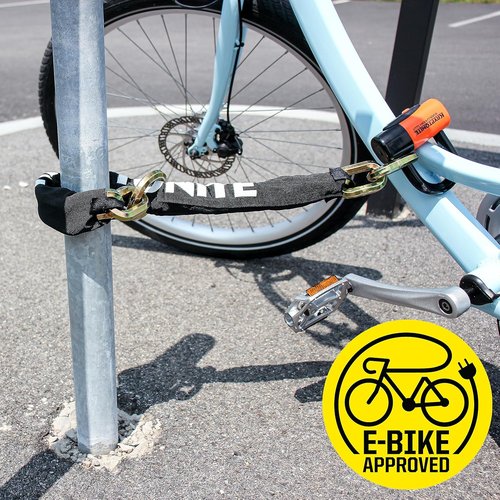 Kryptonite New York 1275 Cinch Ring Bike Chain Lock, 2.5 Feet Long Heavy Duty Anti-Theft Sold Secure Gold Motorcycle Lock with Evolution Disc Lock and Keys for Ultimate Security E-Bike, Scooter