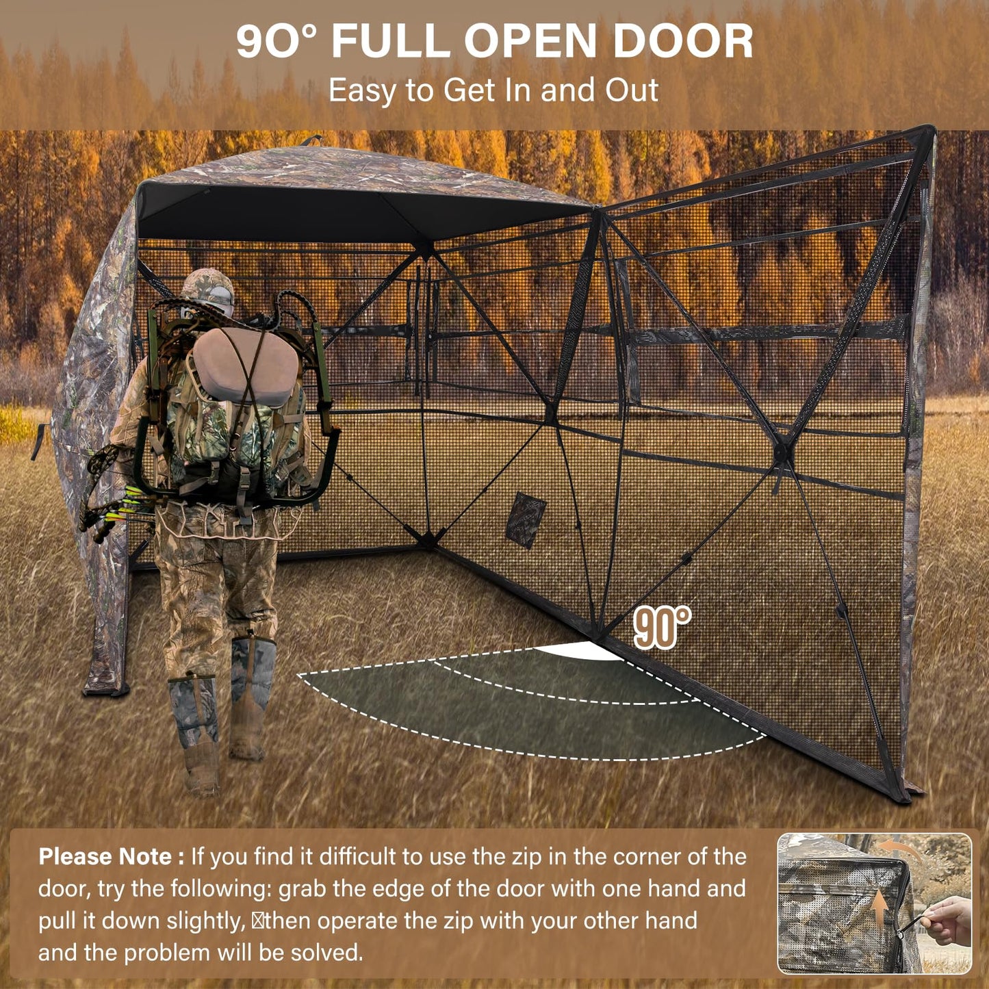 ANWEOR 360 Degree See Through Hunting Blind 3-4 Person Easy Pop Up Ground Blinds with Carrying Bag Portable Resilient Hunting Blind for Deer Hunting Turkey Hunting