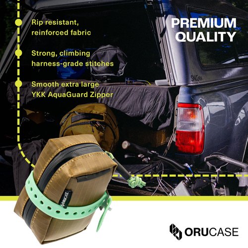 ORUCASE Bike Saddle Bag HC - Compact, Waterproof Under Seat Bag for Bicycles - Secure Seat Bag With Strong Rubber Straps - Easy To Install Bike Storage Bag for Tools - 25 Cubic Inches - Black