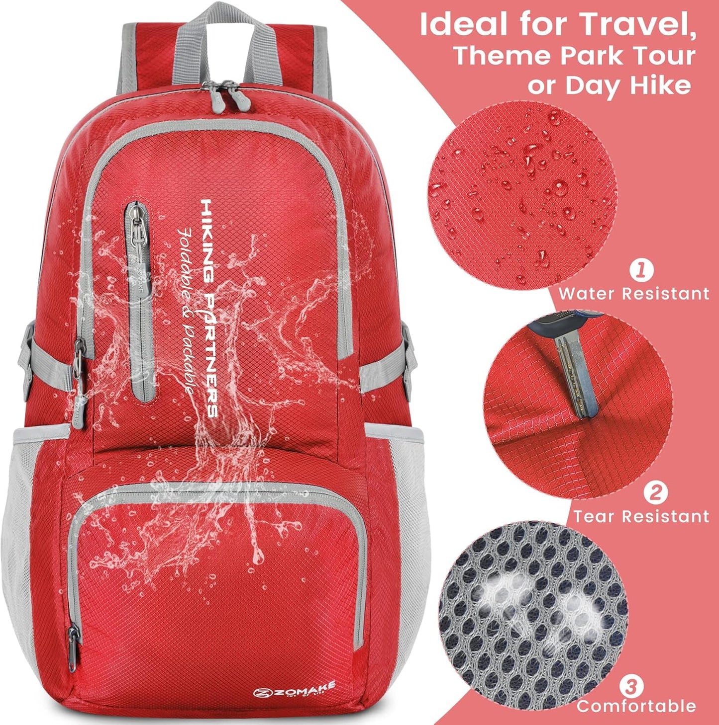 ZOMAKE Lightweight Packable Backpack - 35L Light Foldable Hiking Backpacks Water Resistant Collapsible Daypack for Travel(Dimgray)