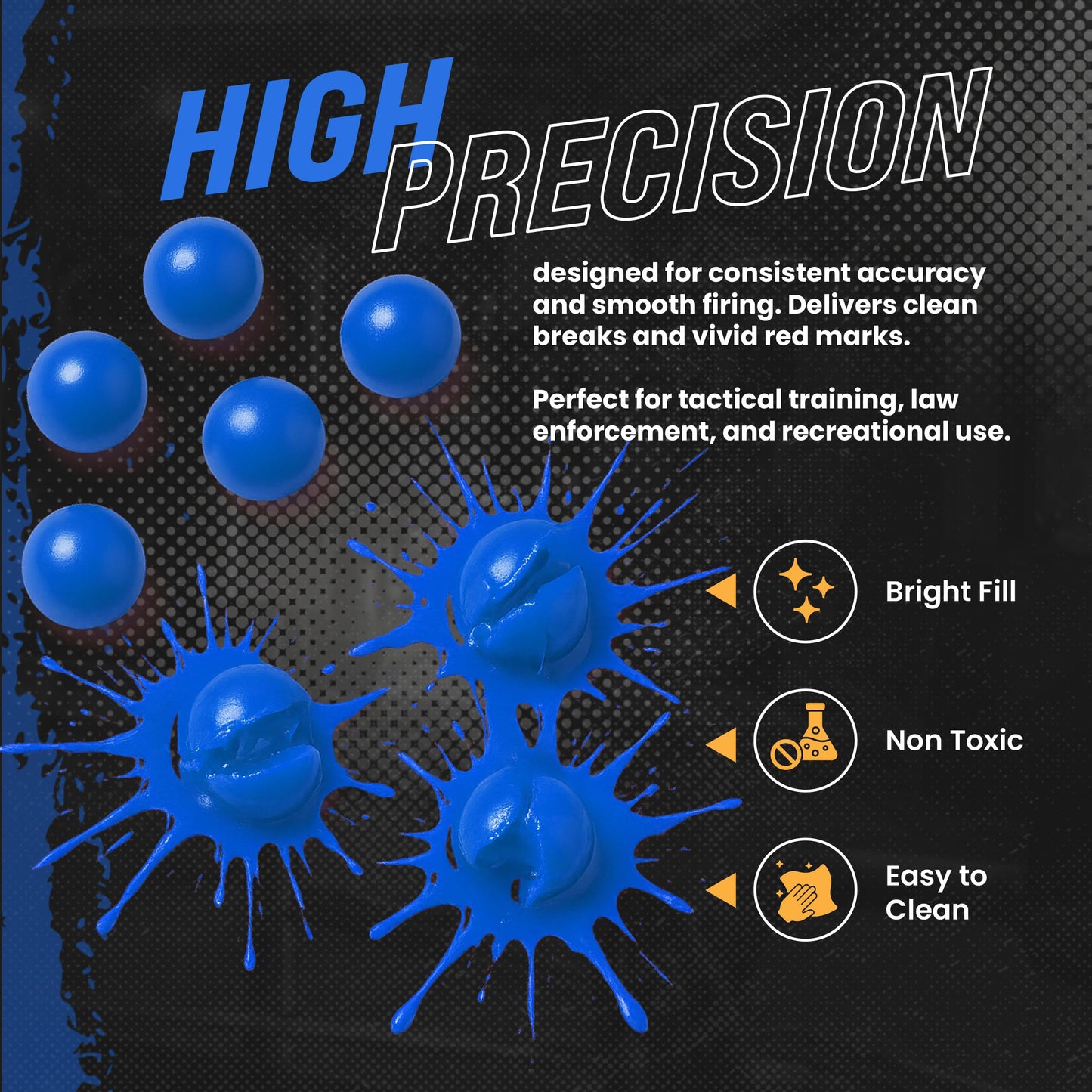 3Skull .43 Caliber Paintballs for Umarex T4E Paintball Pistols .43 Cal Ammo, Blue - 250 Count