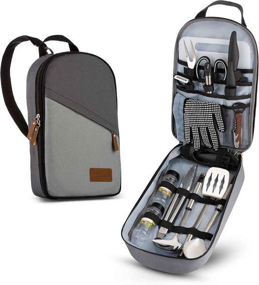 Portable Camp Kitchen Utensil Set - Compact BBQ Accessories & Travel Organizer for Hiking & Backpacking