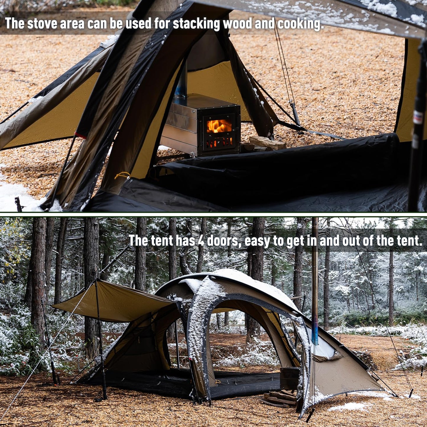 POMOLY Outdoor Camping Hot Tent Leo 2 With Inner Tent for 1-2 Person Hiking, Hunting, Backpacking
