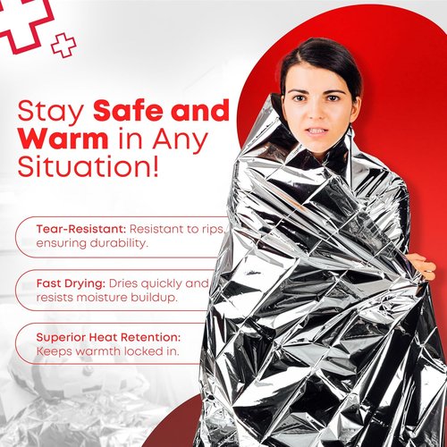 Large Mylar Emergency Rescue Blankets - 54” x 84” Thermal Sheets, 20 Count