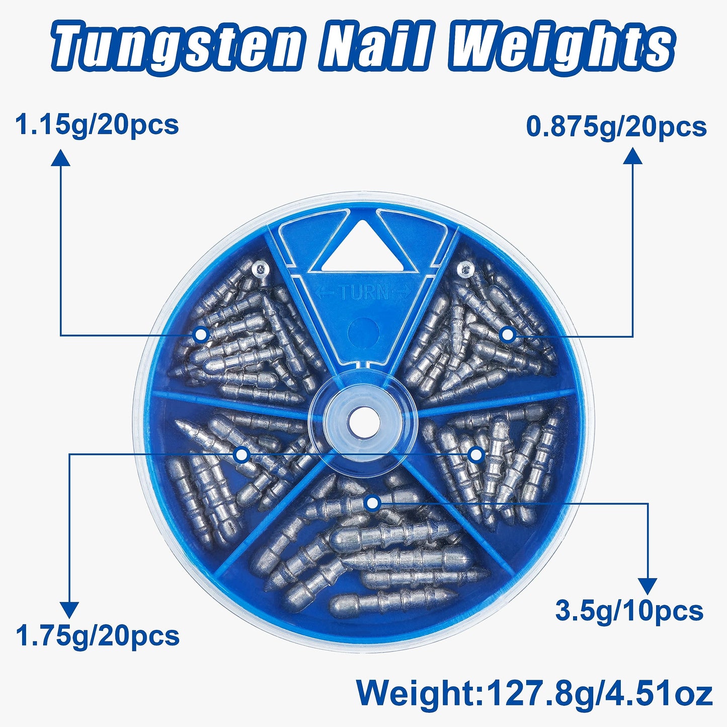 Fishing Nail Weights Kit,70pcs Wacky Worm Weights Insert Sinkers Fishing Weights for Plastic Worm Lures Nail Weights Sinkers Tackle for Neko Rig Wacky Rig Bass Fishing 4 Sizes