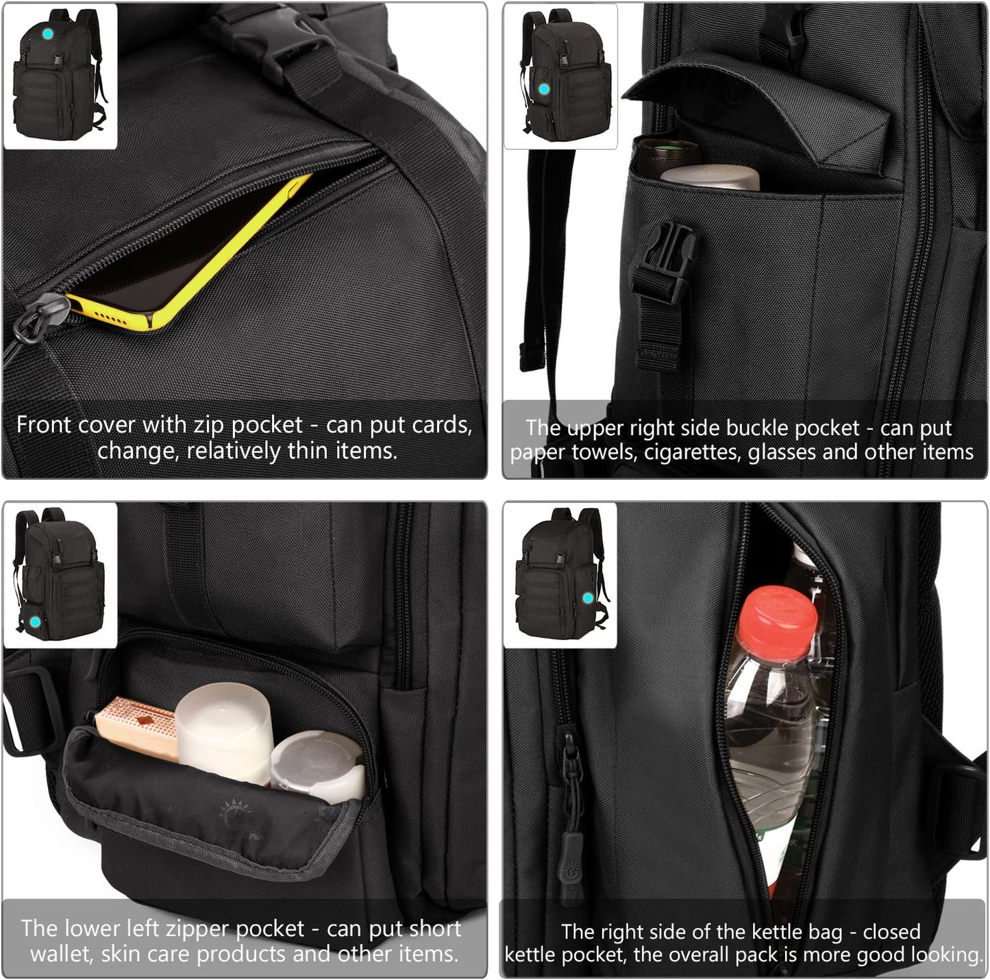 ArcEnCiel 40L Tactical Backpack Military Shoes Bags Daypack Assault Pack Bug Out Bag Molle Rucksack - Rain Cover Included