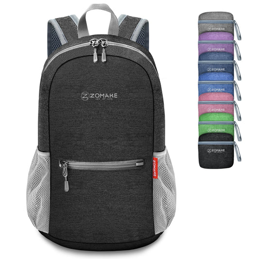 ZOMAKE 10L Lightweight Packable Hiking Backpack, Small Travel Hiking Daypack for Women Men Tear Resistant Foldable Day Pack for Camping Outdoor Sports(Black)