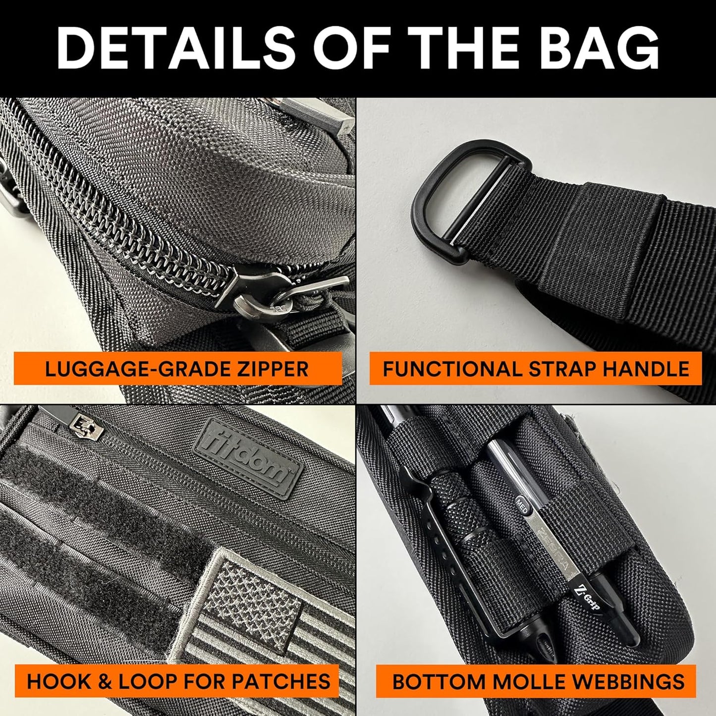 Fitdom Tactical Inspired Large Fanny Pack For Men. Perfect Techwear Accessories EDC Bag For Men. Multi-Functional Waist Pack