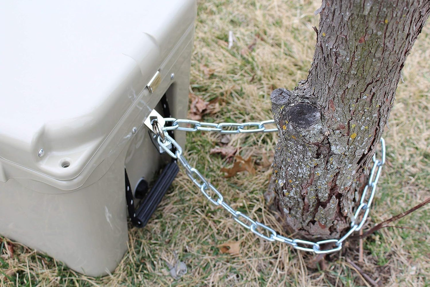 Universal Cooler Lock Bracket: Designed to fit mid to Large Rotomold Coolers (Made of Stainless Steel)