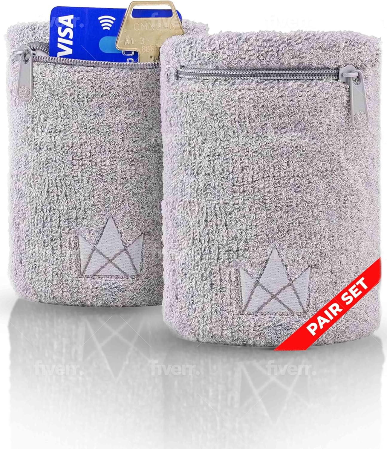 The Friendly Swede Wrist Wallets for Men & Women — Wristband Pocket with Zipper for Jogging, Cycling & Walking; Wrist Pouch for Men for Storing Cash, Keys & Credit Cards; Ankle Wallet - 2 Pack