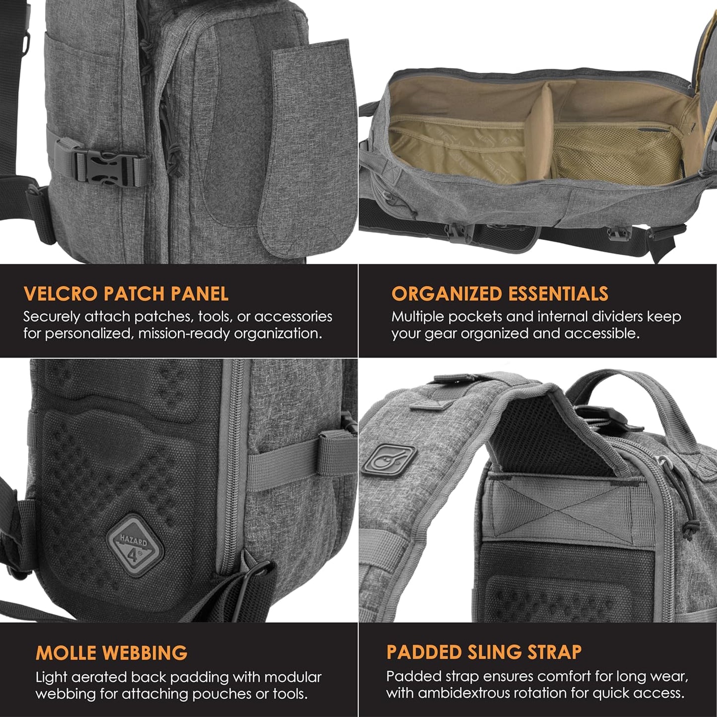 HAZARD 4 Grayman(TM) Plan-B Light Go-Bag Sling Pack (R) - Gray, Large