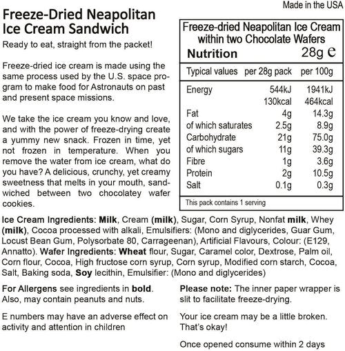Backpacker's Pantry Astronaut Freeze Dried Neapolitan Ice Cream, One Serving Pouch