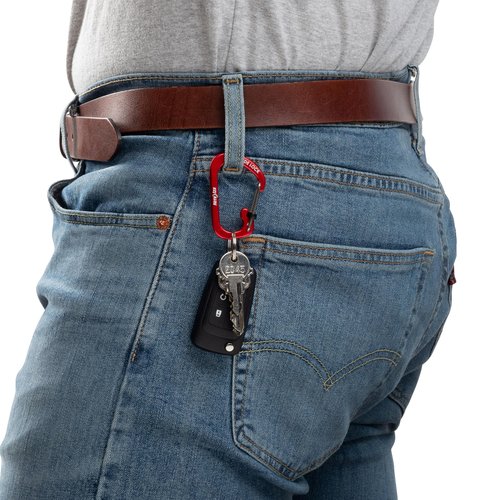 Nite Ize Aluminum SlideLock Carabiner - Daily Use & Lightweight Carabiner - Compact Aluminum Carabiner with Lock - Versatile Rectangular Carabiner - Size 3, Red (4 Pack)