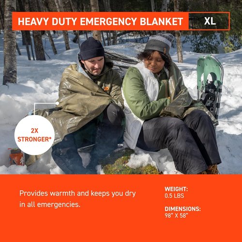 Emergency Survival Blanket - 90% Heat Reflective, Heavy-Duty, Waterproof, 58” x 98” - Ideal for Disaster Preparedness Kits
