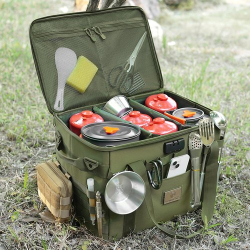 Lemubeane Tactical Camping Storage Bag - 38L Utility Tote Bag Organizer with Combination Lock and Shoulder Strap (Black, 38L)