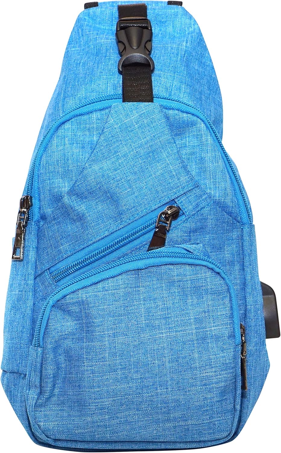 Anti-Theft Daypack Crossbody Sling Backpack, USB Charging Connector Port, Lightweight Day Pack for Travel, Hiking, Everyday, Regular, Black