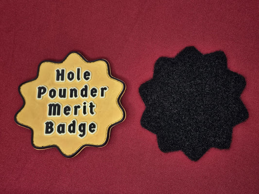 Hole Pounder Merit Badge PVC Cornhole Patch/Badge with Hook Backing and Extra Loop Material Included for Bag/Backpacks/Clothing/Hats Funn Cornhole Patches for Backpacks or case Bags