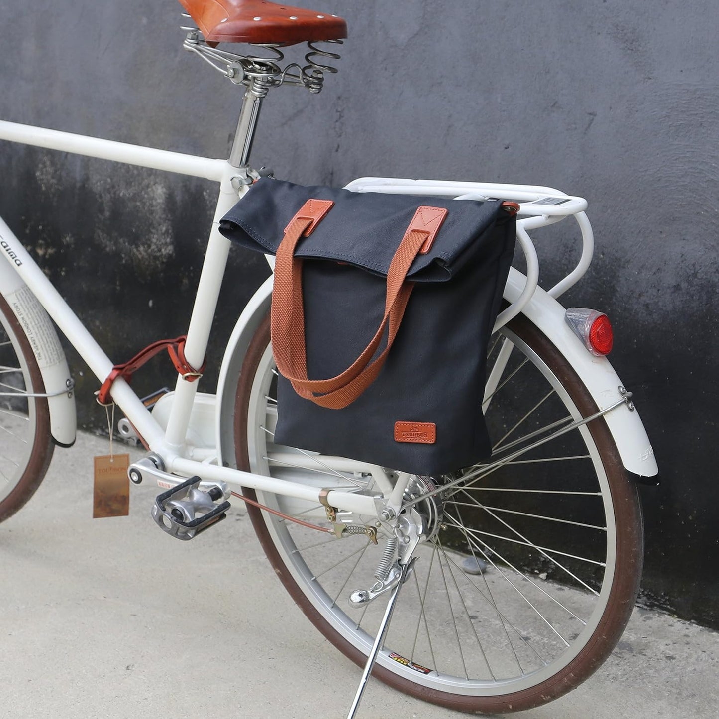 TOURBON Canvas Clip-On Quick-Release Bike Panniers Women's Shoulder Tote Bag