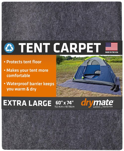 Drymate Tent Carpet Mat, Protective Waterproof Liner Keeps You Warm & Dry, Camping Floor Rug Accessory (60" x 74"), Durable, Lightweight, Soft & Comfortable, Trimmable Material (USA Made) (Charcoal)