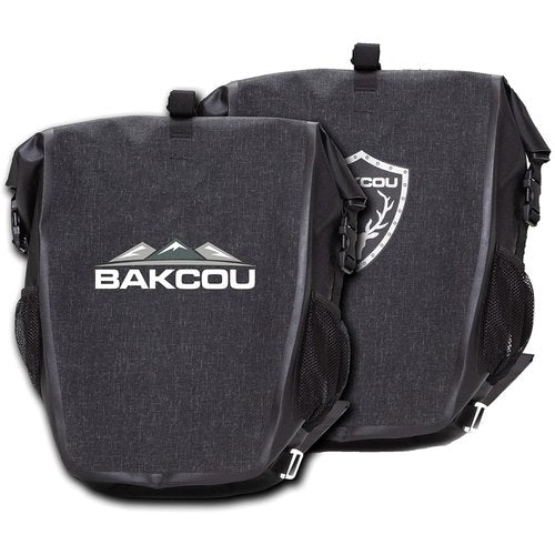 Bakcou - Pannier Bags - Set of 2 Waterproof, Lightweight, Sturdy, Anti-Puncture Canvas, Quick Release Clamps, Reflective Logo - 20L Capacity