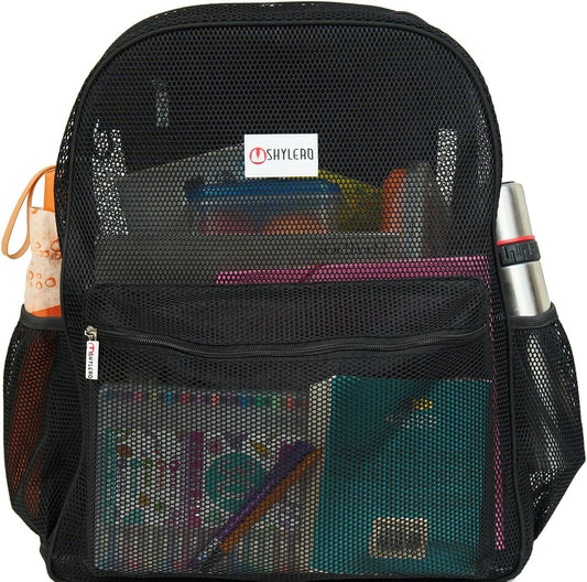 SHYLERO Mesh Backpack XXL (36L) - Lightweight Heavy-Duty Clear Backpack Made of Reinforced 3D Mesh - H19.6 xW15 xD7