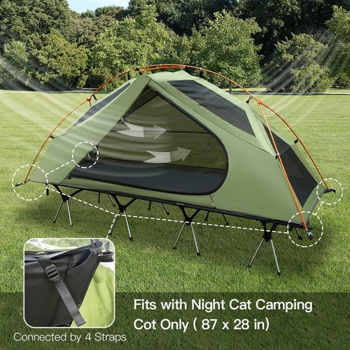 Night Cat Camping Cot Tent - Waterproof 1-Person Off-Ground Combo Cot Bed for Adults Portable Easy Set-up Tent