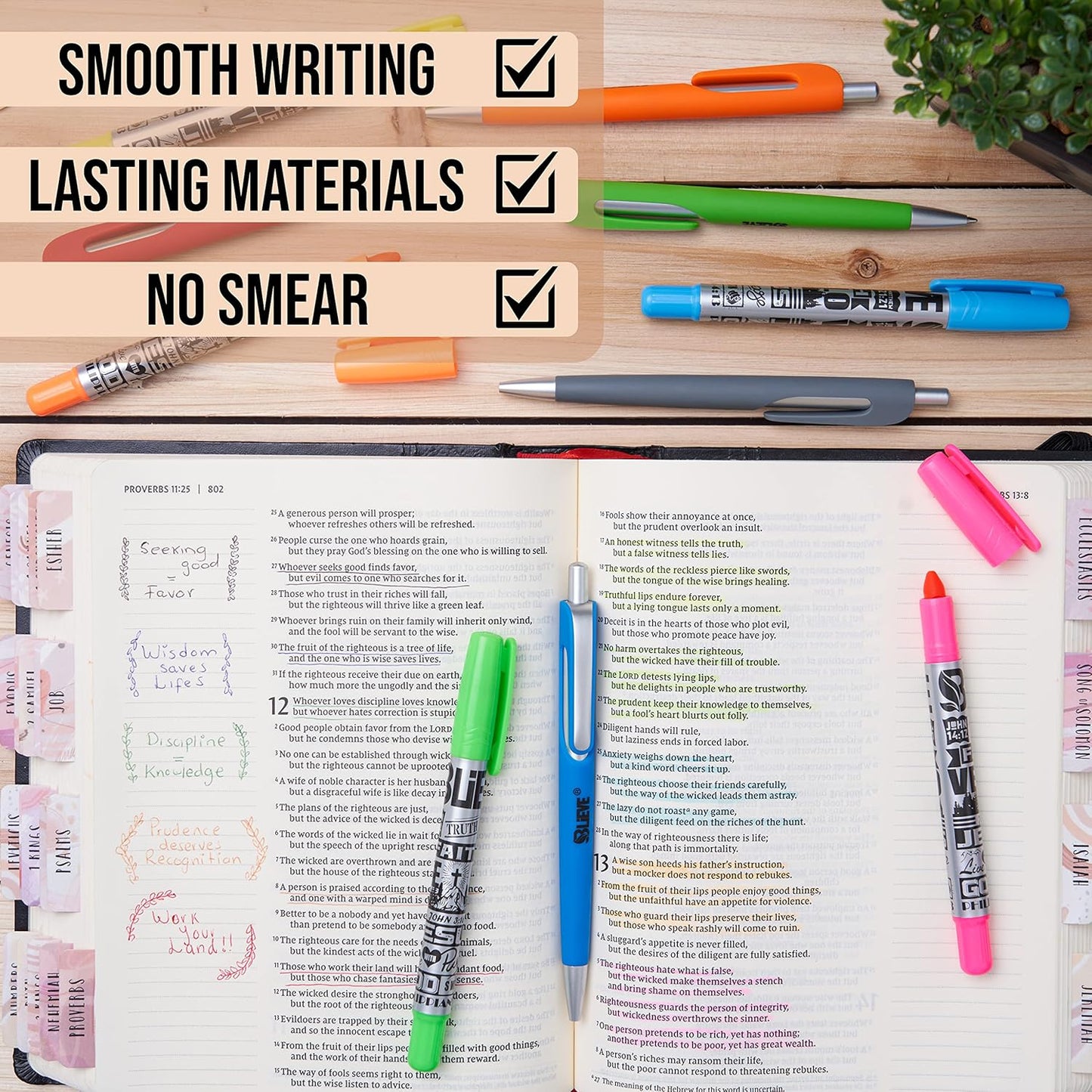 BLIEVE - Aesthetic Highlighters and Gel Pens With Soft Ink And Tip, Bible Highlighters and Pens No Bleed, Dry Fast Easy to Hold, for Bible Journaling Planner School Supplies (Pastel)