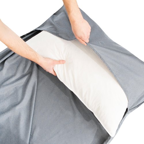 MIQIO 2-in-1 Cotton Sleeping Bag With Full Zip (Couplable): Lightweight Comfort Travel and XL Blanket in One - Summer Inner Sleeping Bag (Grey, Left)