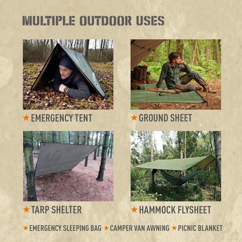 Monterra Insulated Tarp, Emergency Survival Blanket, 60” x 84”, Heavy Duty Waterproof Groundsheet, Camping, Thermal Space Blanket, Reflective Bivvy Shelter.