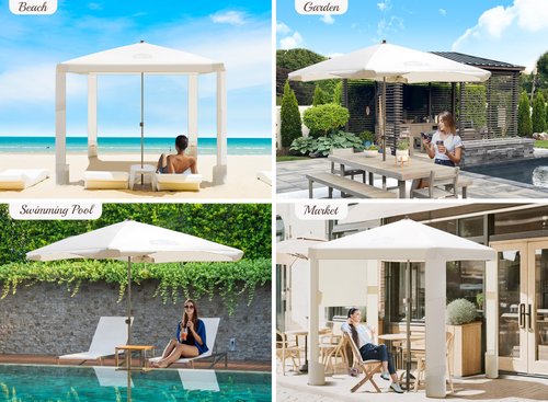 Vibemo Beach Cabana, 6.2' x 6' Portable Canopy with Side Wall, 4 Adjustable Height, UPF 50+ UV Protection, Easy to Set Up Tent, Waterproof Beach Shelter for Outdoor Patio