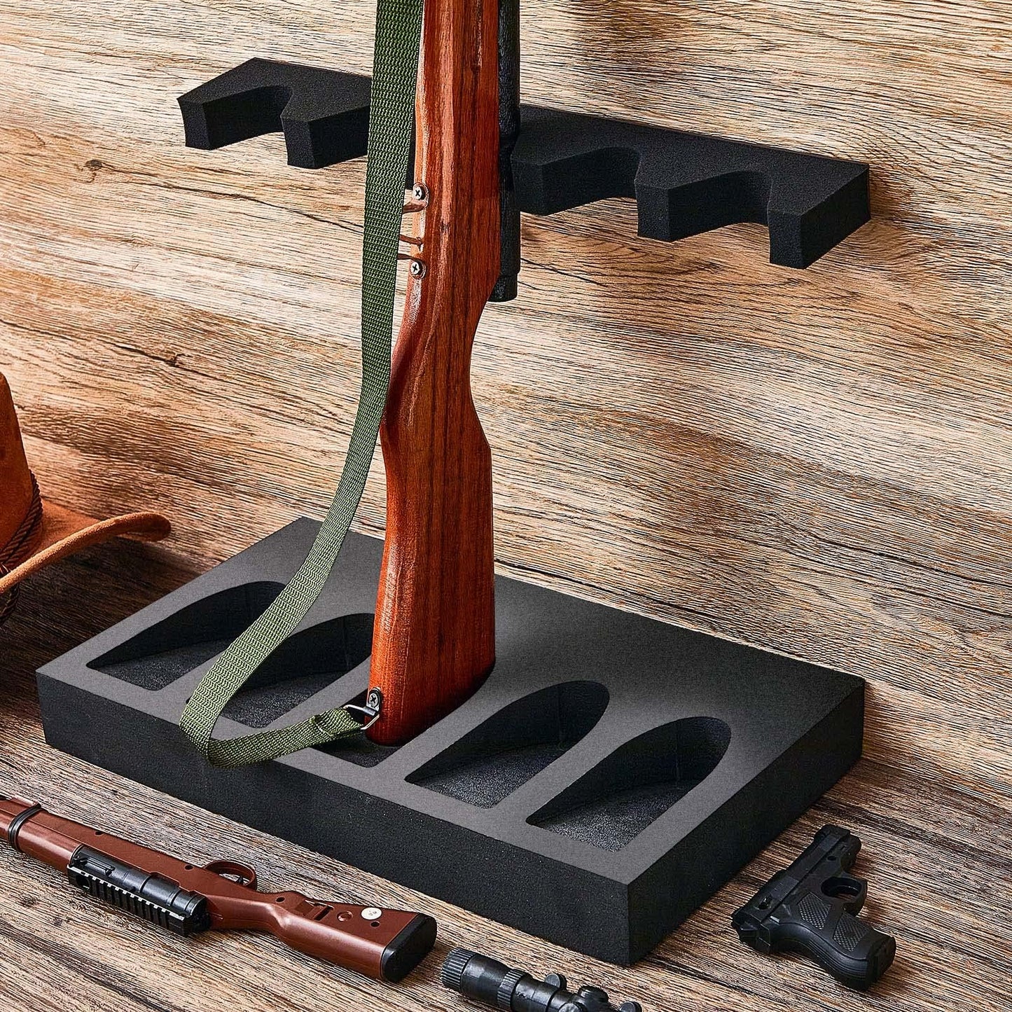 Geelin 2 Set Foam Gun Rack Gun Safe Accessory Universal Gun Safe Organizer with Magnetic Strip and Holder for Butt Stocks Shotgun Rifle Rack Rifle Rest Holder for Metal Gun Storage Gun Cabinet Gifts